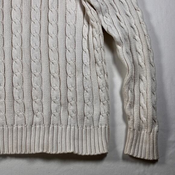 Vintage 1990s LAUREN Ralph Lauren White Cable Knit Sweater Green Label AS IS - Picture 8 of 16